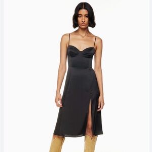 Aritzia Wilfred Black Midi Dress with Spaghetti Straps